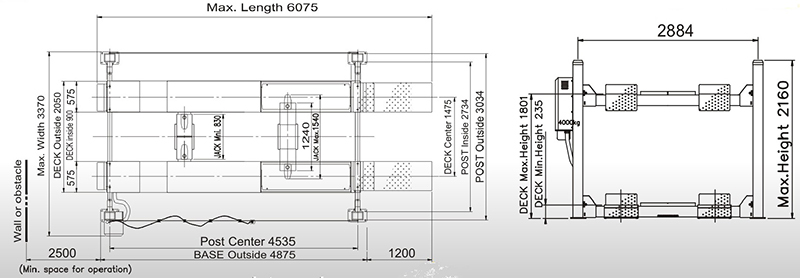 Dimensions SL600A Hoist