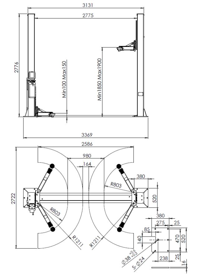 4000kg car hoist